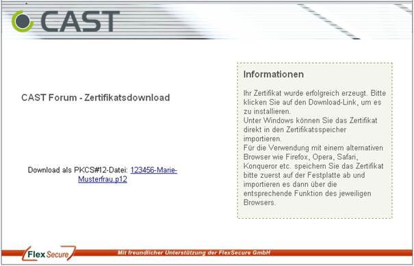 Abbildung 3: CAST Forum - Zertifikatsdownload CAST Forum - Zertifikatsdownload